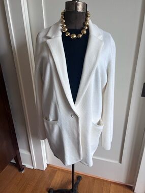 J. Crew Ivory Knit Sweater Blazer | Soft, structured Knit | Size Medium